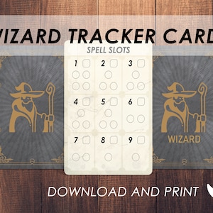 Spellingtracker DnD-wizard | DnD-kaart met spellbook-slots | Afdrukbaar | Accessoires voor Dungeons and Dragons