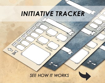 D&D 5e Initiative Tracker | Printable Dungeons and Dragons | Character Sheet Tent Cards | DM Screen Accessories | PDF | DND Dungeon Master