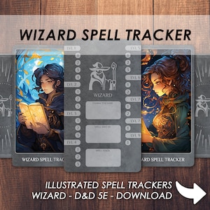 D&D Wizard Spell Slot-trackerkaart | Downloaden en afdrukken | Dungeons and Dragons 5e | Dnd-accessoire voor spreukenkaarten | PDF |