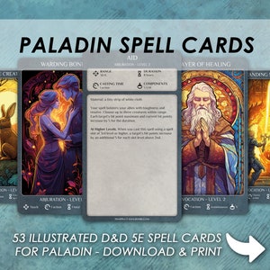Zaklęcia Paladyna DnD | Karty zaklęć D&D Illustrated | Dungeons and Dragons 5e | Księga zaklęć | Karty wielkości Tarrot