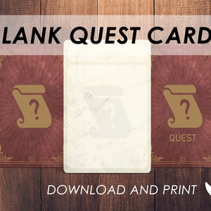 Cartes d'idées de quêtes - vierges | Accessoires MDN | Aventure RPG | D&D imprimable à remplir | D&D 5e | Donjons et dragons | Éclaireur