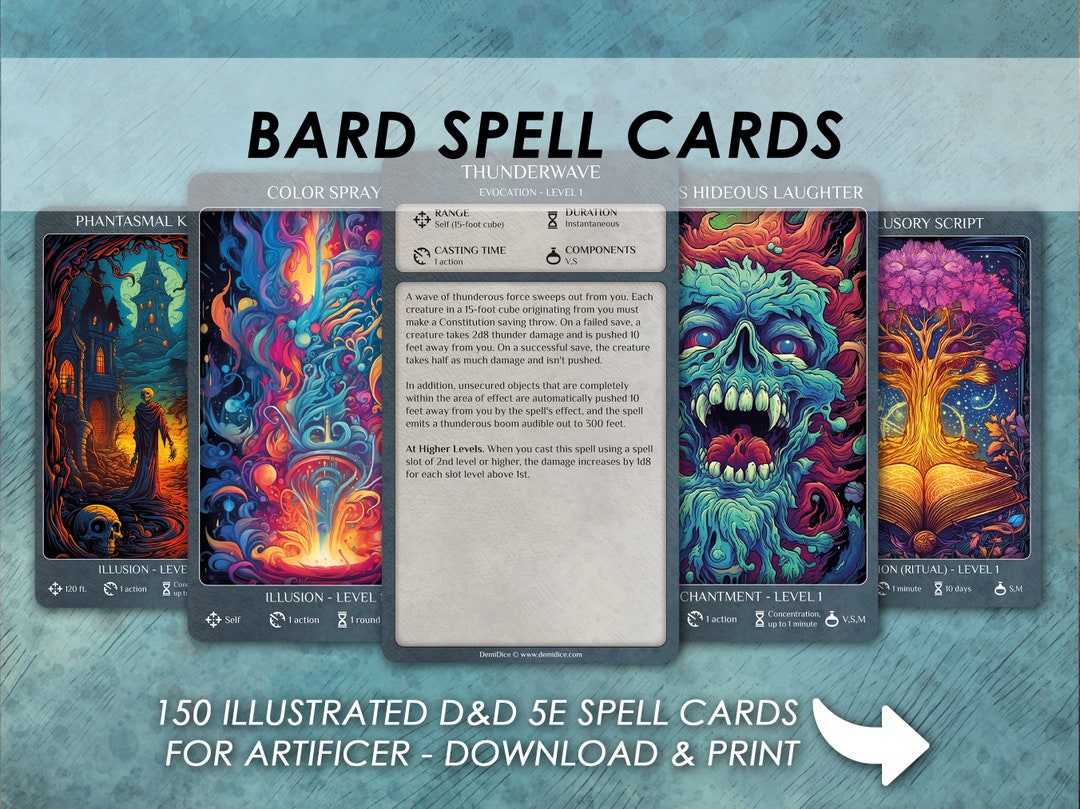 Dnd Bard Spells | D&amp;D Illustrated Spell Cards | Dungeons and Dragons 5e ...