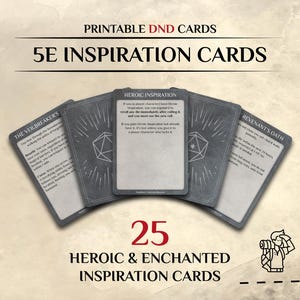 DnD-inspiratiekaarten | Heroïsche inspiratie voor DnD | d&d DnD DM-speleraccessoires | Direct downloaden en afdrukken | Dungeons and Dragons 5e