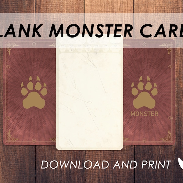 D&D Blanko Monster Stat Karten | Dungeon Master Dnd Zubehör | Dnd Printable | D&D 5e | Dungeons und Drachen |