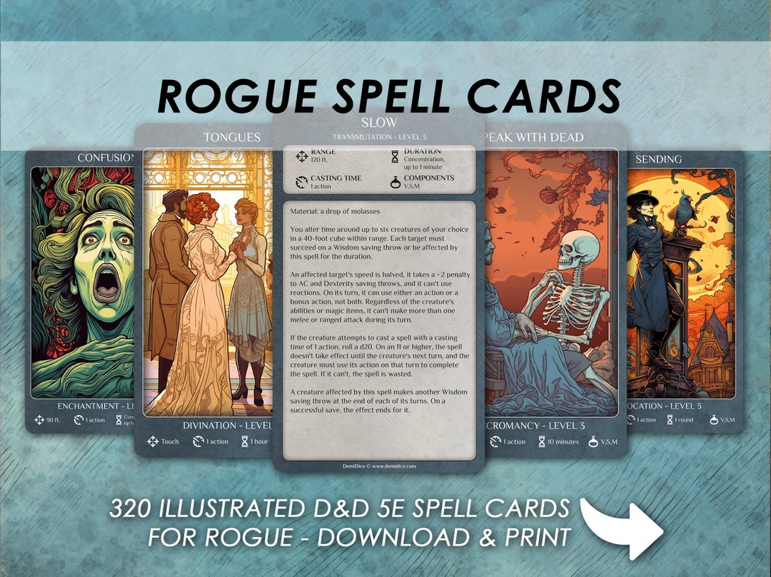 DnD Rogue Spells D&D Illustrated spell cards Dungeons and Etsy Portugal