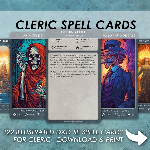5e Cleric Spells Cards - Etsy