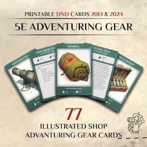 DnD Adventuring Gear Illustrated Cards | DnD shop item cards | d&d Dnd DM Player Accessories | Download and Print | Dungeons and Dragons 5e