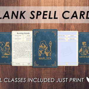 DnD Zauberkarten | ALLE KLASSEN | D&D Accessoires | D&D Printable | D&D 5e | Drachen und Drachen |