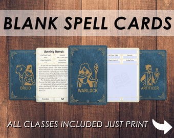 DnD Spell Cards: Fillable for All Classes (D&D 5e Printable)