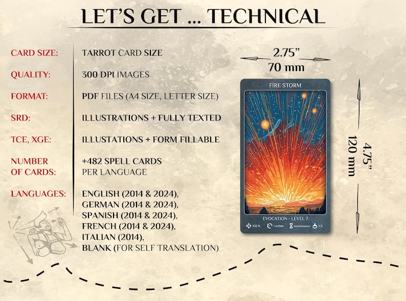 DnD Spell Cards BUNDLE | Dnd 2014 and 2024 Update Illustrated Spell Cards | Dungeons and Dragons 5e | d&d Spellbook | Tarot Size Cards image 4