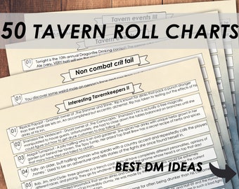 DnD Game Ideas | DnD Chart Bundle 1000 IDEAS INN TAVERN | Dnd Dm Tools | Dm screen insert | Dnd Dm Accessories |