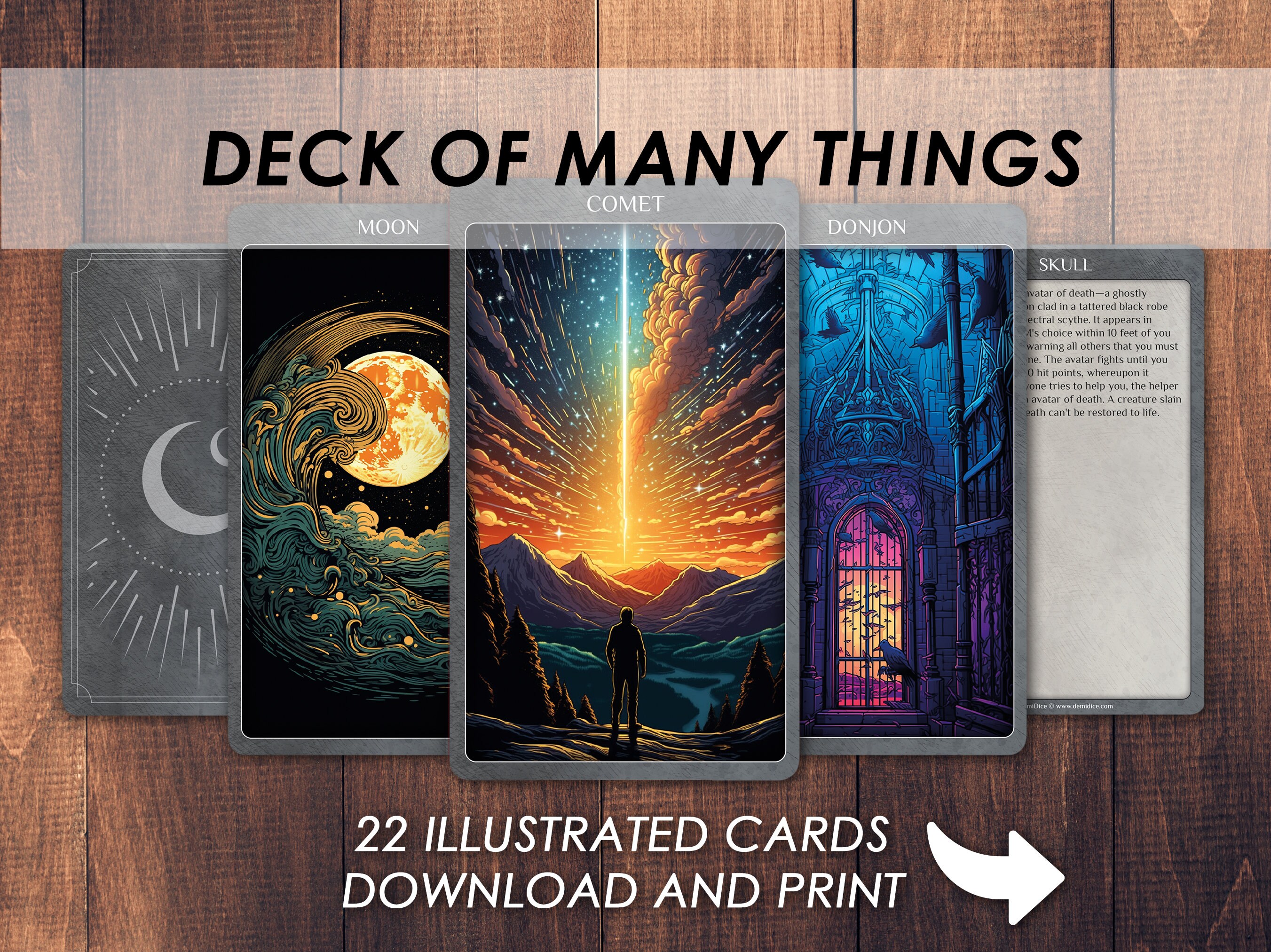 Dnd Deck of Many Things Illustrated Cards Tarot and Standard Size