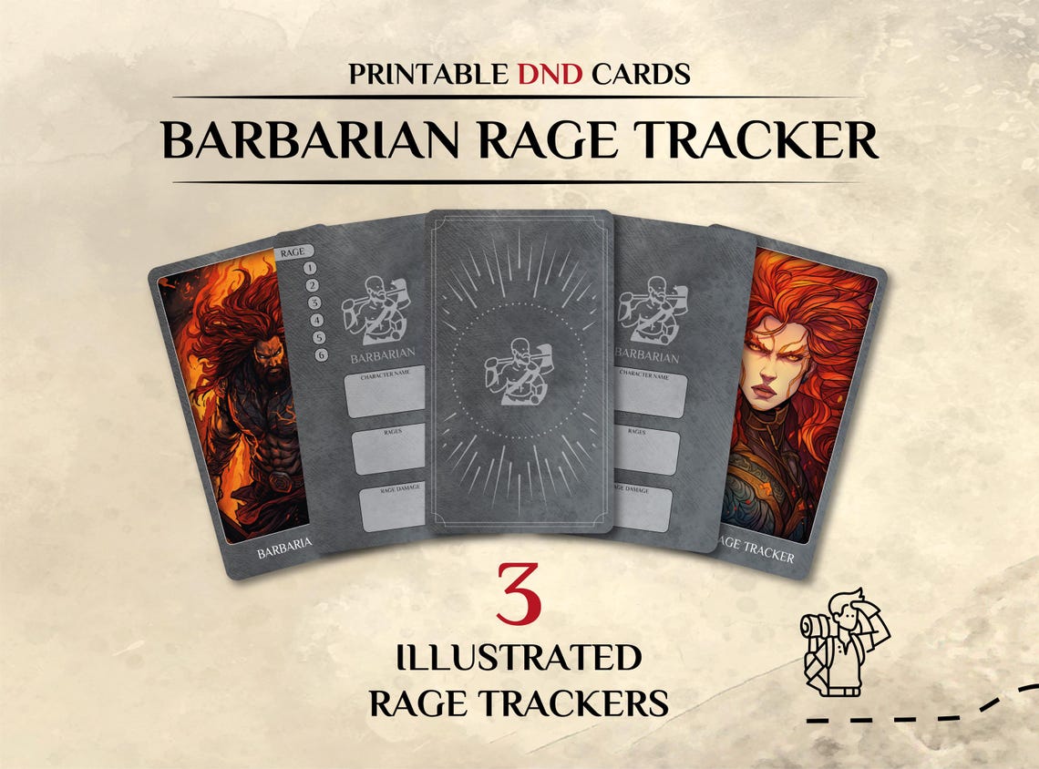 Barbarian Rage Tracker Card: D&D 5e Accessory (PDF) - Etsy
