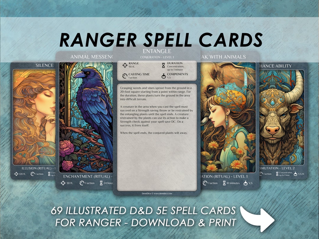 Dnd Ranger Spells D&D Illustrated Spell Cards Dungeons and Etsy