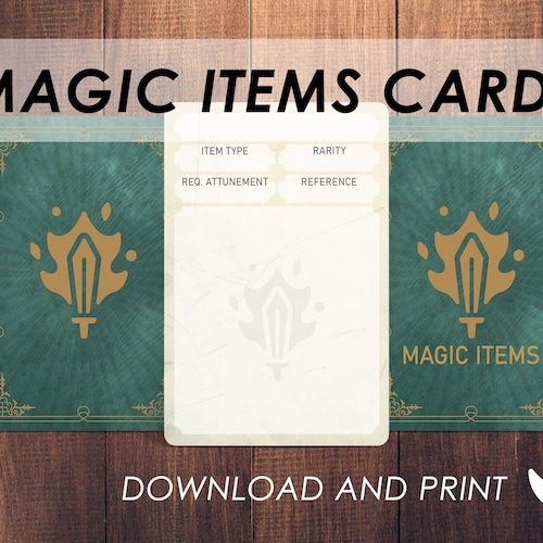 DND Magic Items Cards Download and Print Item Card Deck Etsy