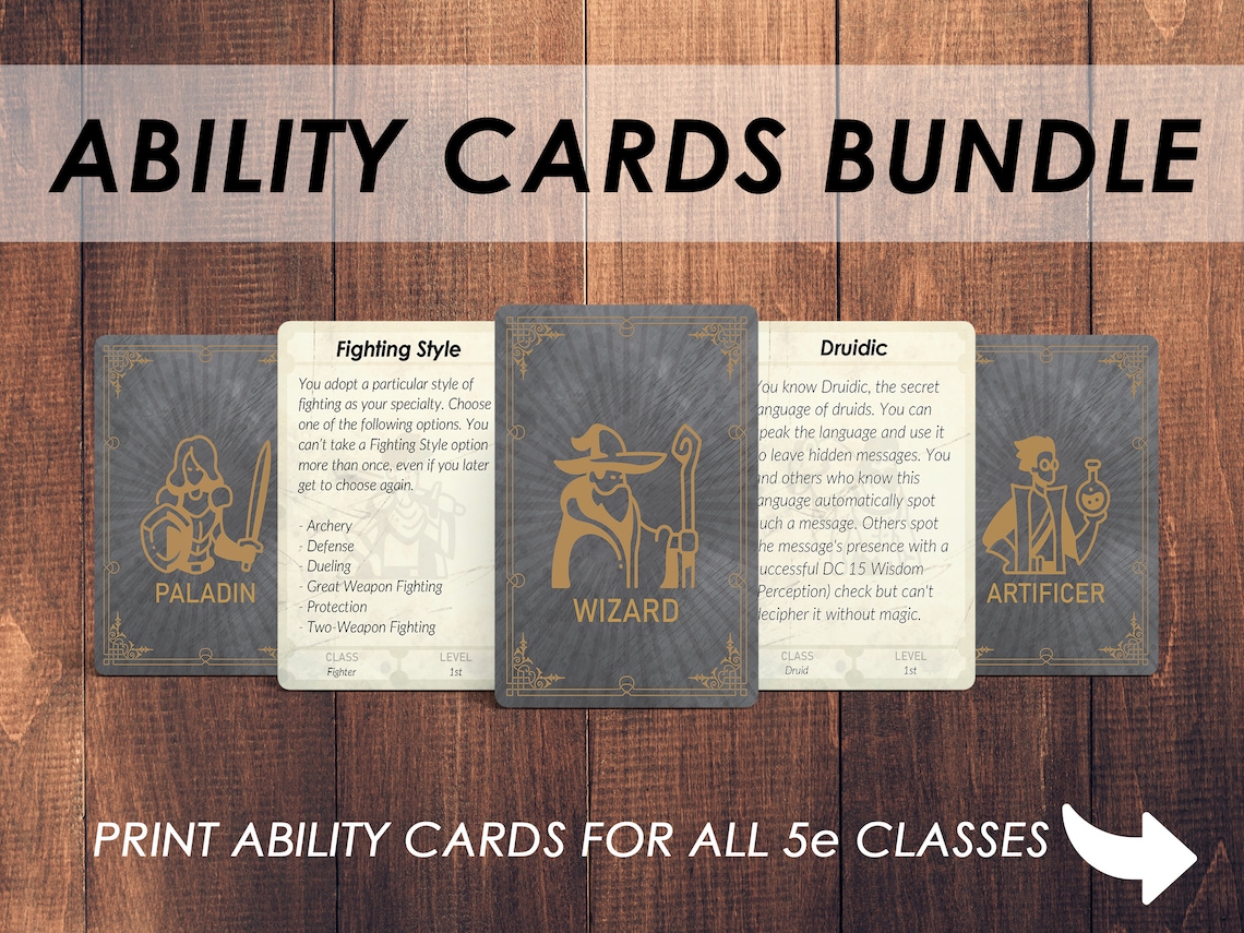 Dnd Ability Cards for Every Class MEGA ABILITIES BUNDLE Etsy