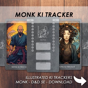 Cartão de Rastreador de Ki de Monge D&D | Baixar e Imprimir | Dungeons and Dragons 5e | Acessório de habilidades Dnd | PDF |