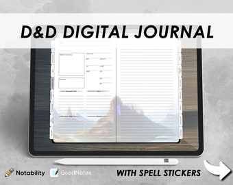 DnD 5e Digital karaktärsjournal: Fantasyutgåva (Goodnotes, Notability)