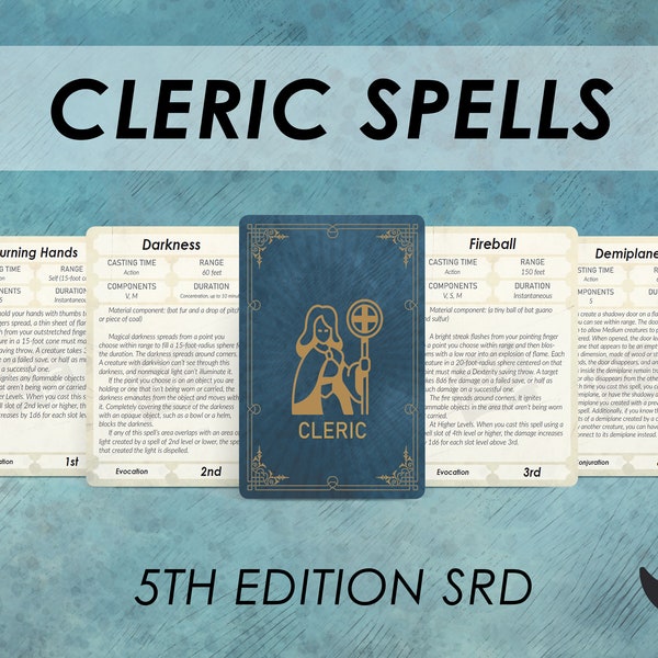 Printable Cleric Spells - Etsy