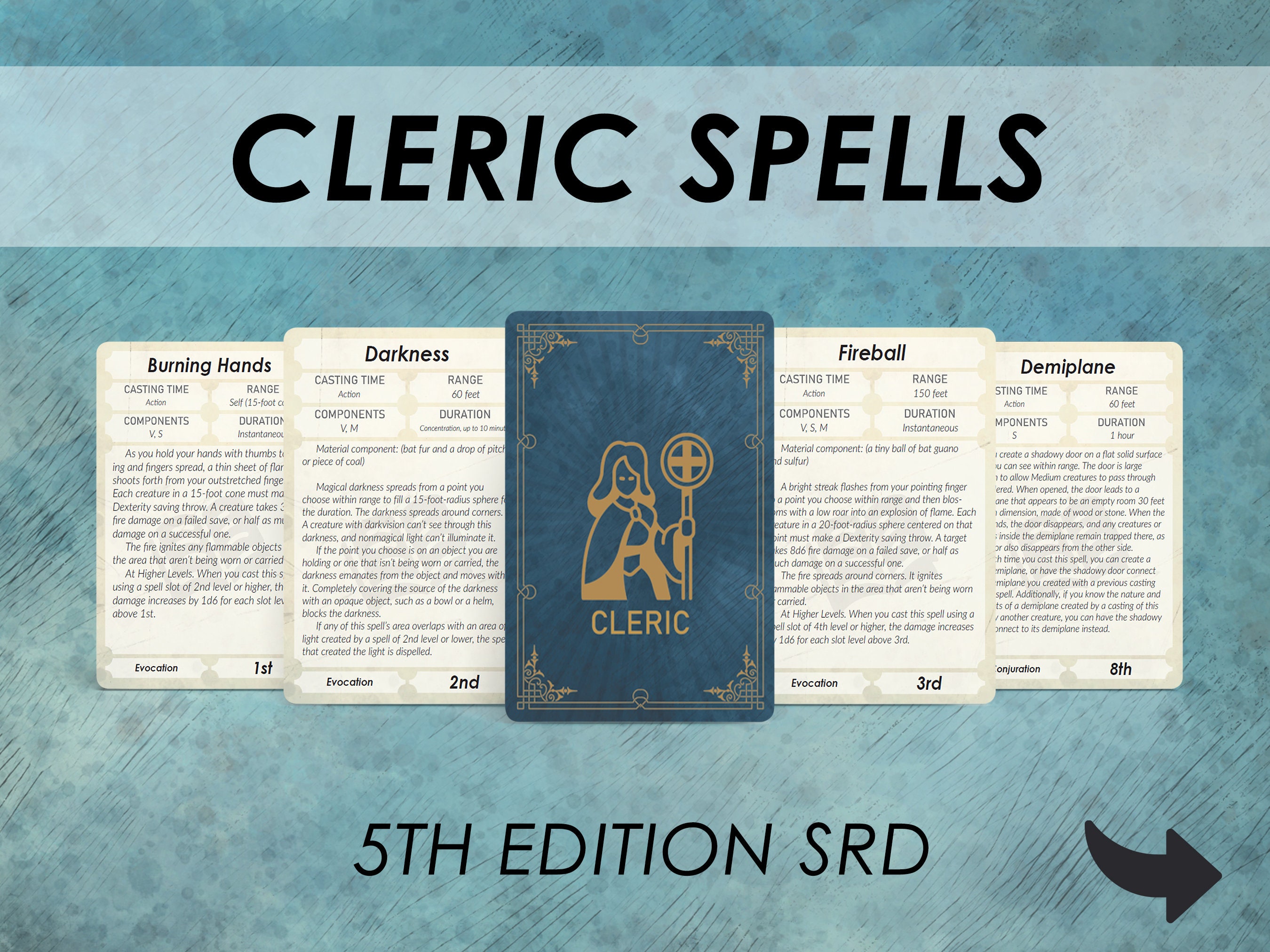 Dnd Cleric Spell Cards D&D 5e Spellbook Printable Etsy Ireland