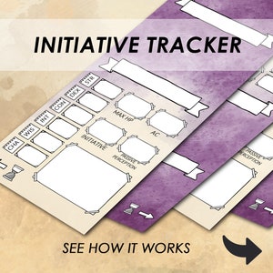 D&D 5e-initiatieftracker | Afdrukbare kerkers en draken | Tentkaarten karakterblad | Accessoires voor DM-schermen | PDF | DND Dungeon Master