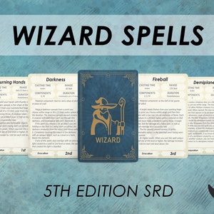 Spellkaarten voor DnD-wizard | Dnd-spreukenboek | Afdrukbaar | D&D-accessoire | Dungeon and Dragons 5e