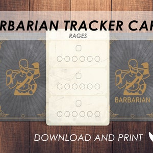 Cartão Rastreador de Fúria Bárbara de D&D | Baixar e imprimir | Dungeons and Dragons 5e | Acessório para deck Dnd | PDF |