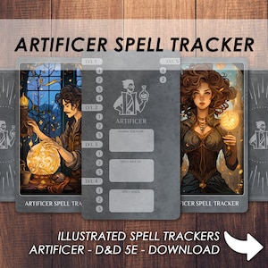 D&D Artificer Spell Slot Tracker Card / Scarica e stampa / Dungeons and Dragons 5e / Accessorio per mazzo di incantesimi Dnd / PDF /