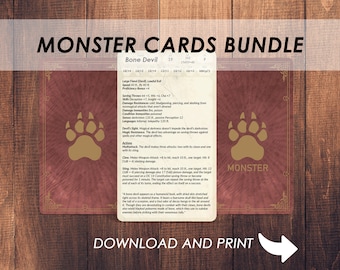 DnD Monster Cards CR0 - 30 | MEGA BUNDLE | Dungeon Master Dnd Accessories | Dnd Printable | D&D 5e | Dungeons and dragons | SRD