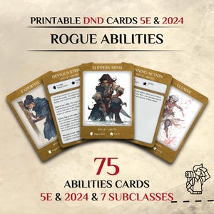 DnD Schurke Klasse Fähigkeiten Karten | DnD 5e & 2024 Zubehör | Dungeons and Dragons Requisiten (druckbare PDF)