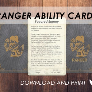 DnD Ranger Ability Cards | Dnd Player Class Accessories | Dungeons and Dragons 5e | DnD Printable | PDF |