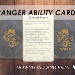 DnD Ranger-vaardigheidskaarten | Accessoires Dnd Player Class | Dungeons and Dragons 5e | DnD-afdrukbaar | PDF |