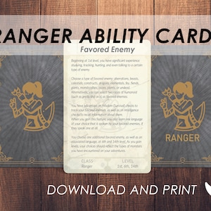 DnD Ranger Ability Cards | Dnd Player Class Accessories | Dungeons and Dragons 5e | DnD Printable | PDF |