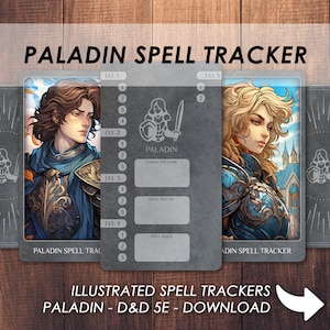 Cartão rastreador de espaço de magia de paladino de D&D | Baixar e imprimir | Dungeons and Dragons 5e | Acessório para deck de magia Dnd | PDF |