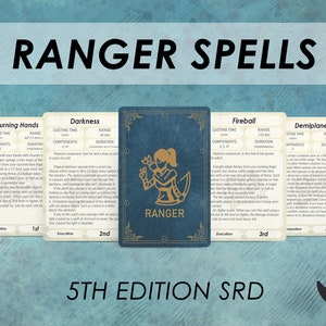 DnD Waldläufer Zauberkarten | D&D Zauberbuch | D & D druckbare | Dungeons and dragons 5e | Dnd Zubehör