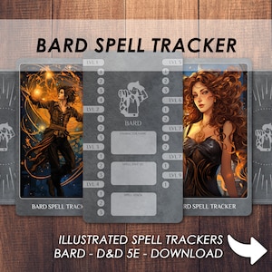 Cartão rastreador de slot de magia de bardo de D&D | Baixar e imprimir | Dungeons and Dragons 5e | Acessório para deck de magia Dnd | PDF |