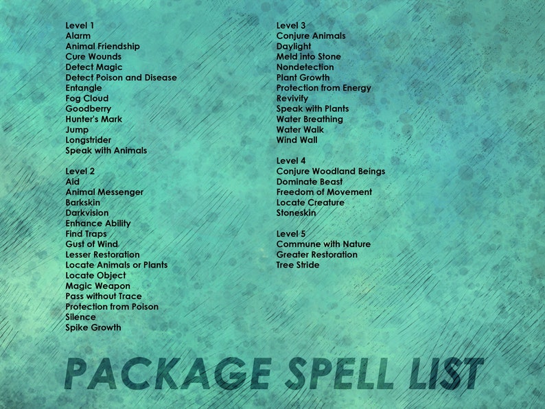 Dnd Ranger Spell Cards Dnd Spellbook D&D Printable Etsy