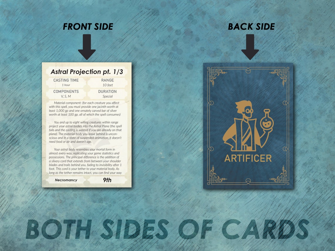 Artificer Dnd Spell Cards Dnd Spellbook 5e Basic Rules Etsy