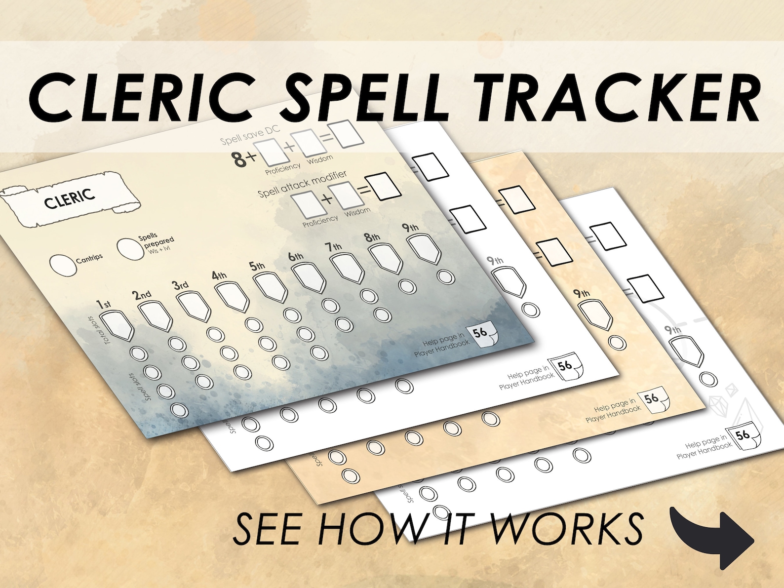 D&amp;D 5e Cleric Spell Slot Tracker Download and Print | Etsy