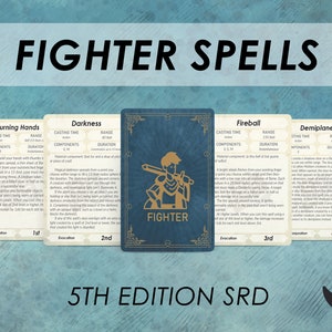 DnD Fighter-spreukkaarten | Eldritch Knight | Dnd-spreukenboek | Afdrukbaar | D&D-accessoires | Dungeon and Dragons 5e