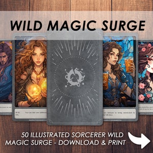Cartas ilustradas / Baraja de cartas DnD / Tamaño del tarot / Accesorios de Dungeons and Dragons / D&D 5e / Sorcerer de DnD Wild Magic Surge