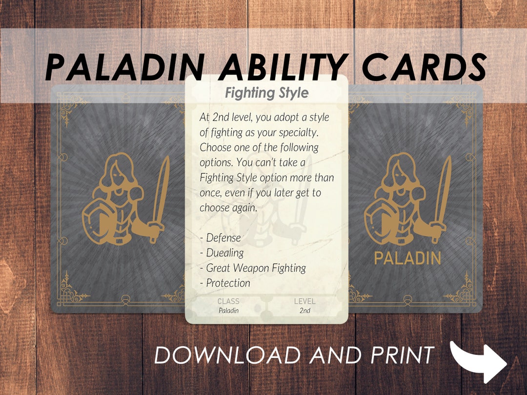 Dnd Paladin Ability Cards | Dnd Player Class Accessories | Dungeons and ...