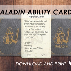 DnD Paladin-vaardigheidskaarten | Accessoires Dnd Player Class | Dungeons and Dragons 5e | DnD-afdrukbaar | PDF |