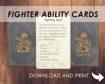 DnD Fighter Ability Cards | Dnd Player Class Accessories | Dungeons and Dragons 5e | DnD Printable | PDF |