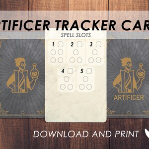 Tarjeta de seguimiento de ranuras de hechizo de Artificiero de DnD / Descargar e imprimir / Dungeons and Dragons 5e / Accesorio de mazo de hechizos de D&D / PDF /
