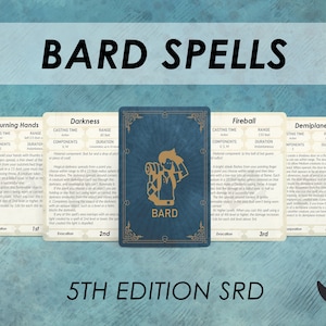 DnD Bard-spreukkaarten | Dnd-spreukenboek | Afdrukbaar | D&D-accessoires | Dungeon and Dragons 5e
