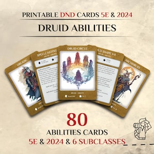 Karty umiejętności druida DnD | Edycje 5e i 2024 (plik PDF do druku)