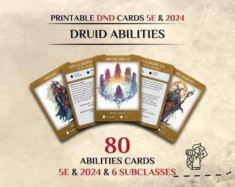 DnD Druid Abilities Cards | 5e & 2024 Editions (Printable PDF)