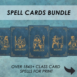 DnD-spreukkaarten voor elke klas | MEGA SPELLS-BUNDEL | d&d Spellbook Spell-kaartendeck