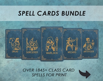 DnD Spell Cards for Every Class | MEGA SPELLS BUNDLE | d&d Spellbook Spell Card deck